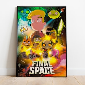 Póster de Final Space / Arte mural de la serie animada de ciencia ficción / Lámina de Gary y Mooncake (TV) / Decoración para el hogar de aventuras espaciales