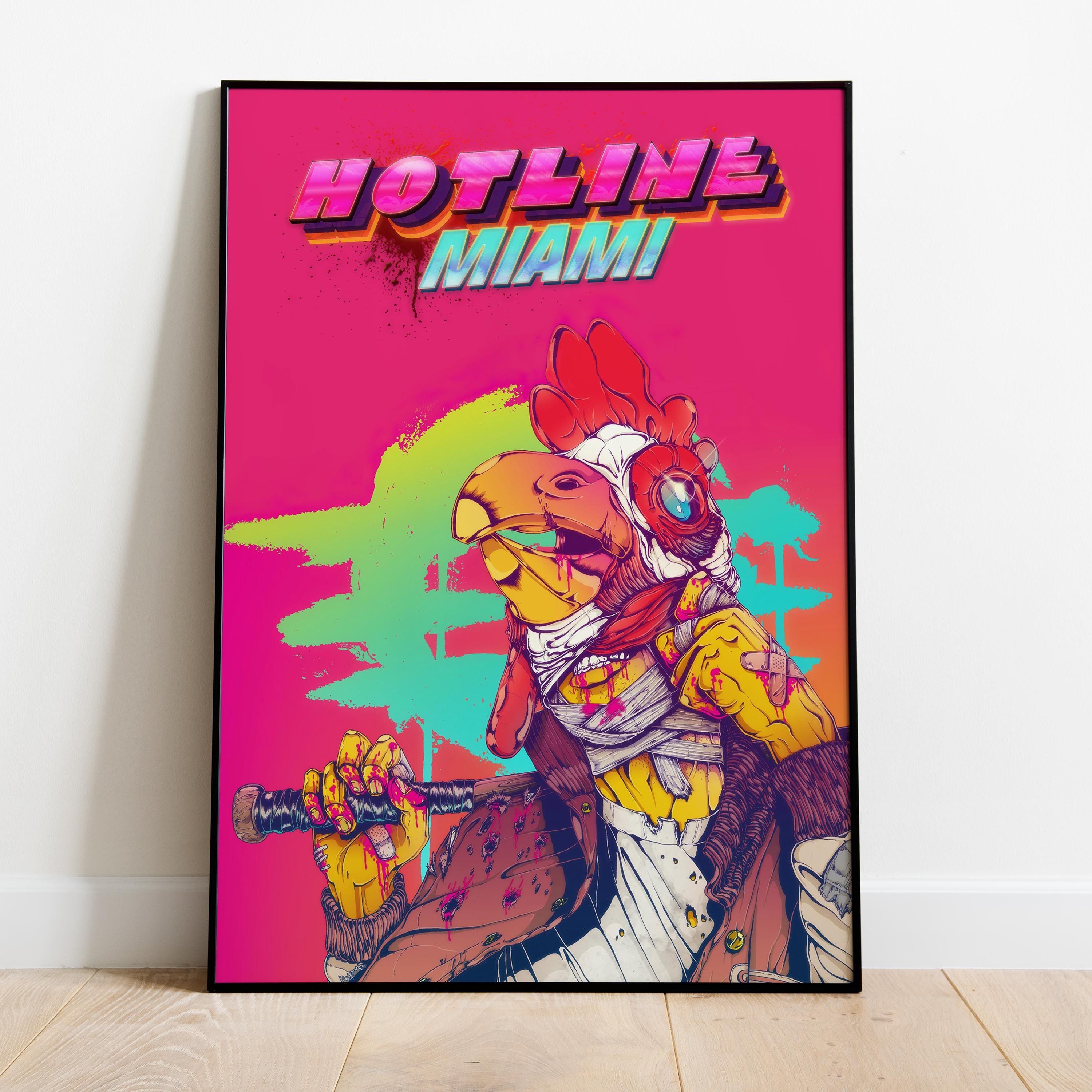 Hotline Miami Poster | Neon Retro Illustration | Game Wall Art ...