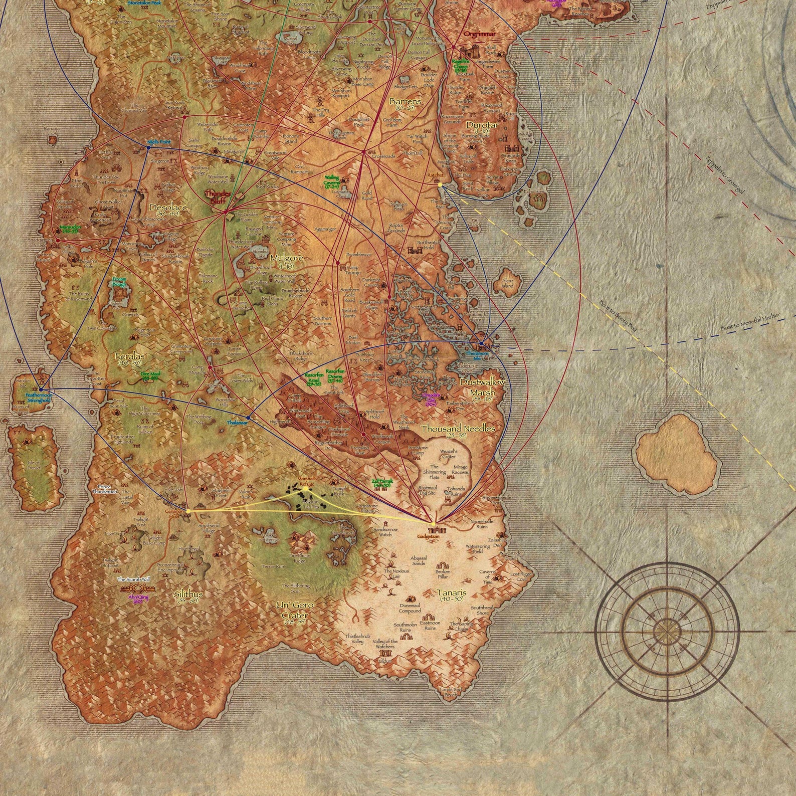 Azeroth Map Poster | Fantasy World Map Illustration | Game Lore Wall ...