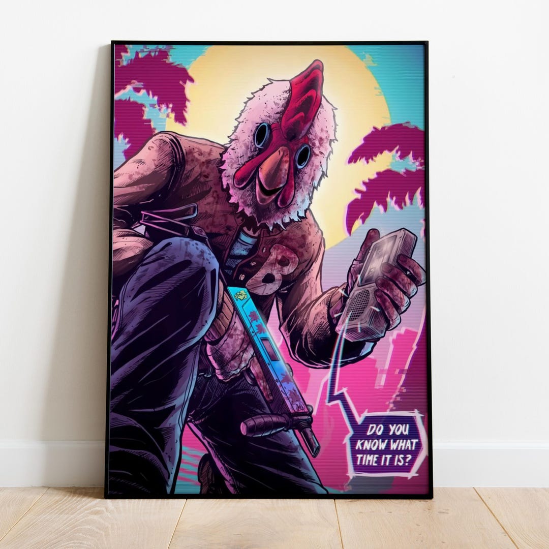 Hotline Miami Poster | Neon Retro Illustration | Game Wall Art ...