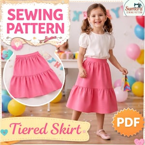 Molde para saia infantil em camadas para meninas | PDF com camadas (A0, A4)