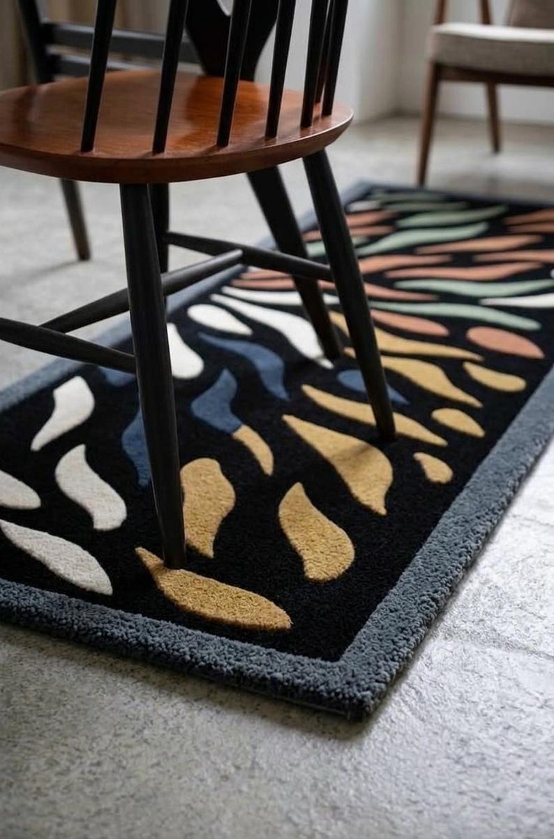 Unique Runner Rugs Modern Hand Tufted Natural Wool Runner Rug, Colorfull Leaf Organic ...