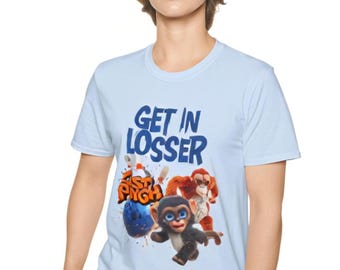 Monkey Bowling Graphic T-Shirt | Playful Cartoon Planet Design | Punch Monkey