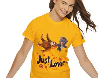 Playful Monkeys T-Shirt | Joyful Characters, "Just Love" Graphic Tee