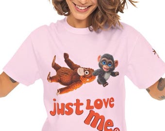 Just Love Me Monkey T-Shirt | Playful Vintage Font, Animal Design