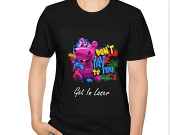 Funny Hippo Illustration T-Shirt | Playful Cartoon Animal Tee