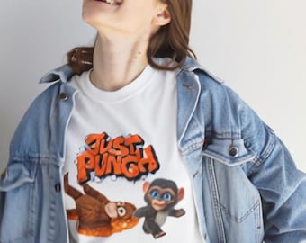 Just Punch Graphic Tee | Cartoon Monkey Illustration, Streetwear Style