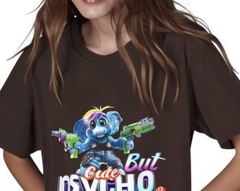 Elephant Graphic T-Shirt | Playful "Psycho" Colorful Design, Retro Typography