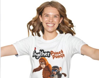 Together Punch Orangutan Monkey T-Shirt | Playful Primate Graphic Tee