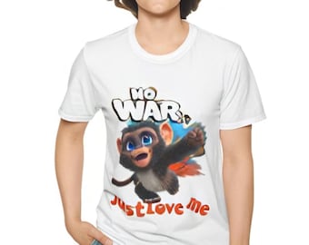 No War Just Love Me T-Shirt | Cartoon Flying Monkey Graphic Tee