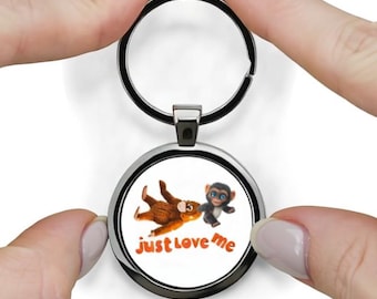 Cartoon Sloth Keychain | Stainless Steel Animal Accessory, Playful Design
