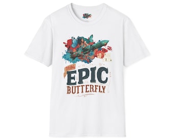 Epic Butterfly T-Shirt | Colorful collage butterfly graphic, vintage text