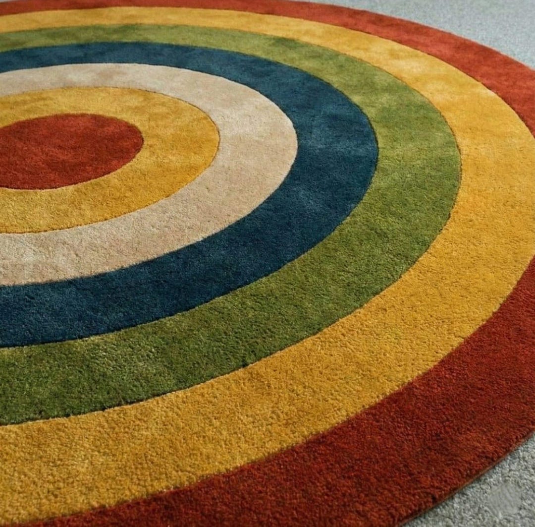 Round Rug With Patterns Colorful Circular Area Rug 6ft (180cm), Modern Geometric Round Rug ...