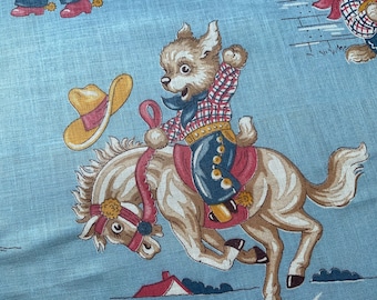 Vintage Tela algodón Animal occidental 60s 36" X 18" 156