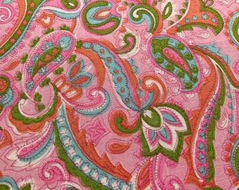 s-273 Tela vintage retro con estampado floral rosa 43”x 18”