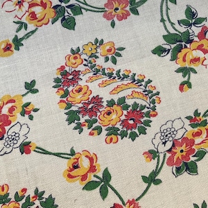 S-215 Vintage Fabric Flower Paisley 60s  36”x 14”