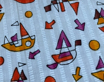 Vintage Fabric Retro Abstract pattern seersucker 70s S-31