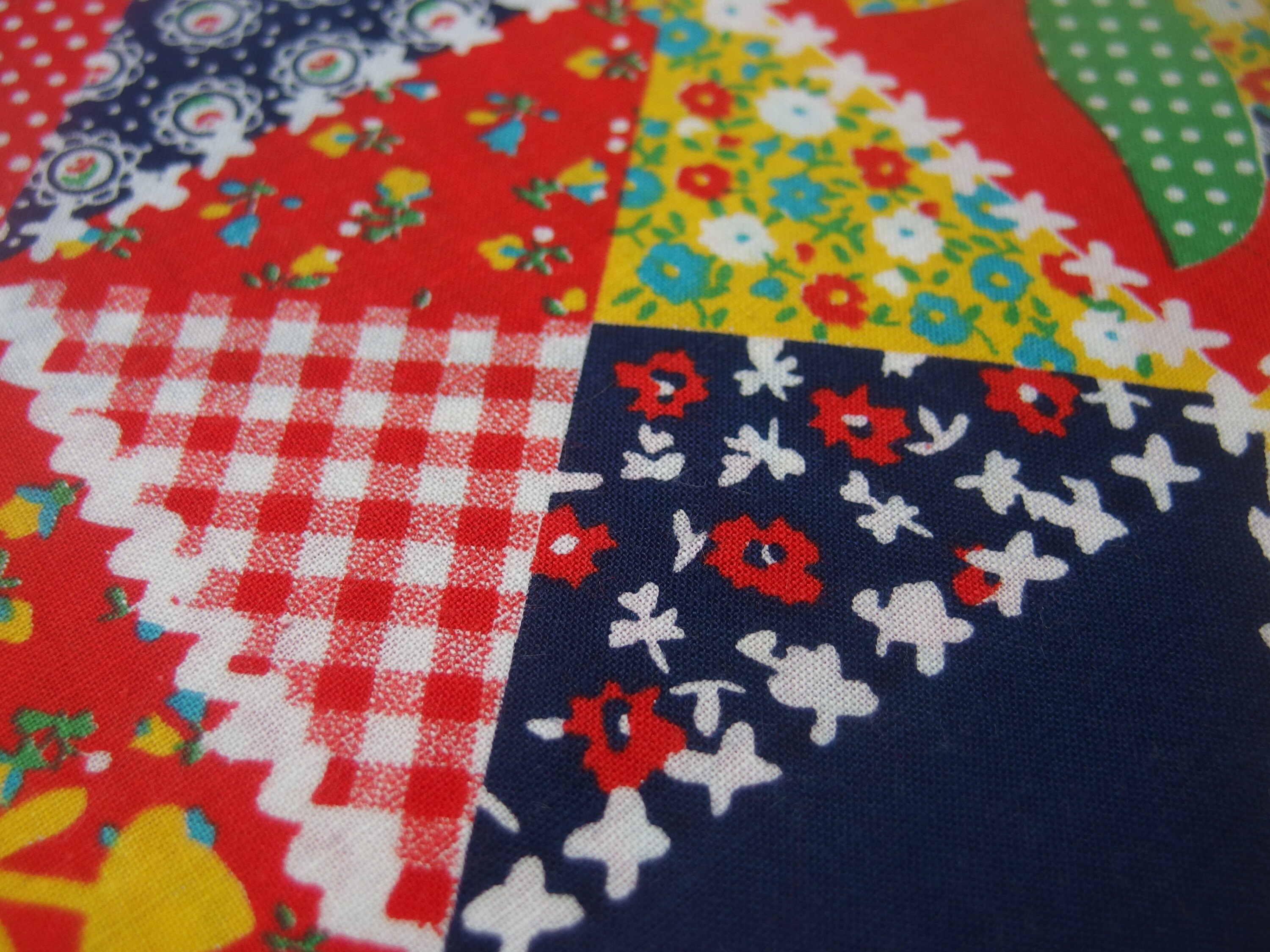 Vintage Fabric Retro Quilt Print Textile Fabric 80s S-119 - Etsy