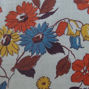 Vintage Fabric  vintage Flower fabric 60s, S-47