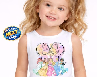 Disneyland Princess Bow Toddler Tank Top Disney Watercolor Princess Jersey Tank Top Walt Disney Girls Trip Shirt Disney Family Trip Tanks