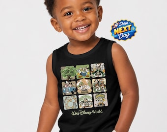 Kids Disney 2026 Safari Jersey Tank Top Mickey and Friends Safari Tank Top Retro Kids Safari Shirt Walt Disney Family Trip Safari Outfits