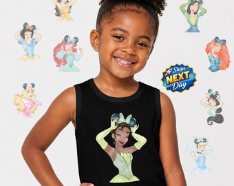 Watercolor Princess Jersey Tank Top Disney All Princesses Girly Tank Top Walt Disney Vacation Toddler Tank Top Kids Princes Shirts