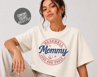 Retro Baseball Mommy Women Boxy Tee Comfort Colors Game Day Graphic Mom Shirt Young Mom Gift Baseball Fan Mother's Day Jersey Tank Top