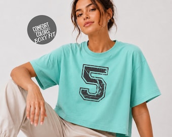 Custom Number Women Boxy Tee Comfort Colors® Game Day T-Shirt Custom Digits Jersey Tank Top Personalized Team Tank Top Baseball Mom Tee