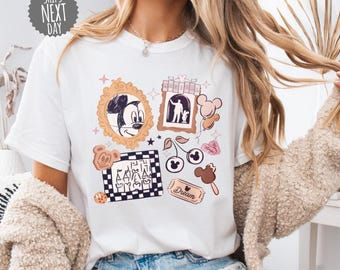Checkered Disney Shirt Mickey and Friends Tee Disney World Snacks T-Shirt Disneyland Sweatshirt for Kids Toddler Summer Vacation Shirts