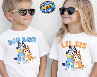 Blue Dog Siblings Matching Shirt Blue Dog Big Bro Lil Sis Matching Family Tee Disney Blue Dog Brother or Sister Toddler Tank Top