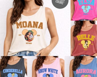 Retro Disney Princess Tank Top Disney Princess All Characters Jersey Tank Top Comfort Colors Disney Summer Shirts Disney Women Tee