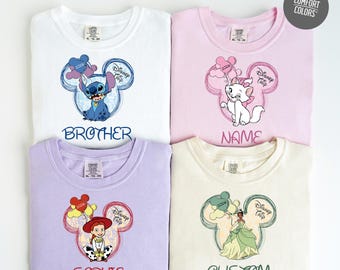 Personalized Disney Trip 2026 Shirts Custom Name All Characters Comfort Colors Summer Tank Top Disney Family Matching Shirt
