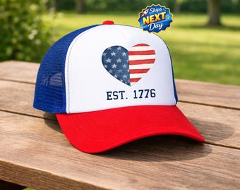 Gorras para adultos de EE. UU. Est. 1776 Gorras con temática de EE. UU. Gorra del Día de la Independencia Gorras de lealtad con la bandera de Estados Unidos Gorras de camionero para jóvenes Gorra de los estados