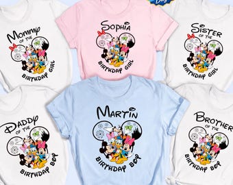 Camiseta de cumpleaños a juego para la familia Disney Camiseta de cumpleaños personalizada Camiseta sin mangas de cumpleaños personalizada Camiseta de cumpleaños personalizada de Mickey y Minnie