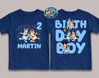 Blue Dog Birthday Boy Shirt Personalized Blue Dog Birthday Shirt Custom Name and Age Birthday Shirt Disney Birthday Tee for Kids