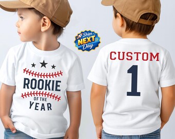 Custom Birthday Boy Shirt Baseball 1st Birthday Tee Rookie of the Year T-Shirt Personalized Kids Shirts First Birthday Party Outfit Sports