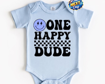 One Happy Dude Birthday Boy Bodysuit Baby 1st Birthday T-Shirt for Kids Baby First Birthday Party Tee One Happy Birthday Boy Long Sleeve