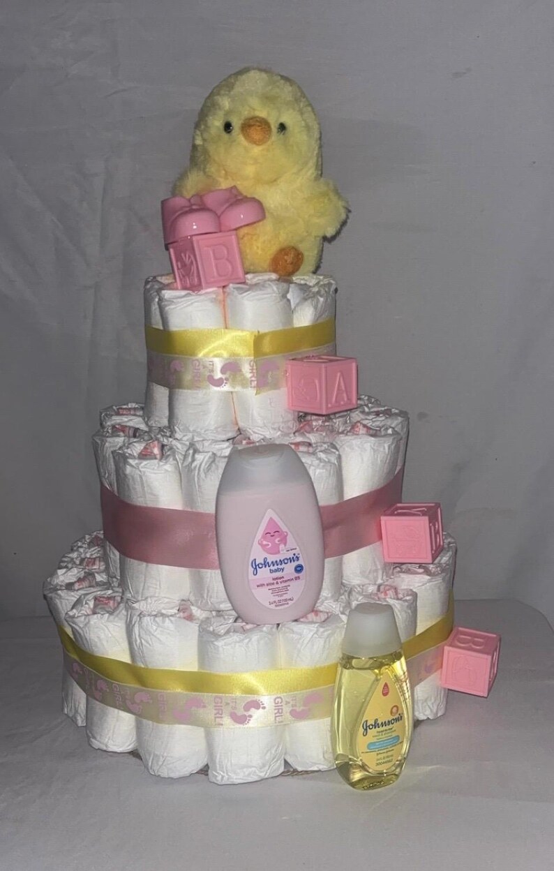 3 Tier Diaper Cake Centerpiece | Custom Baby Shower Gift - Etsy