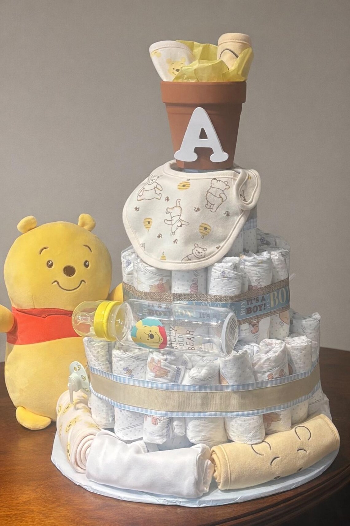 3 Tier Diaper Cake Centerpiece | Custom Baby Shower Gift - Etsy