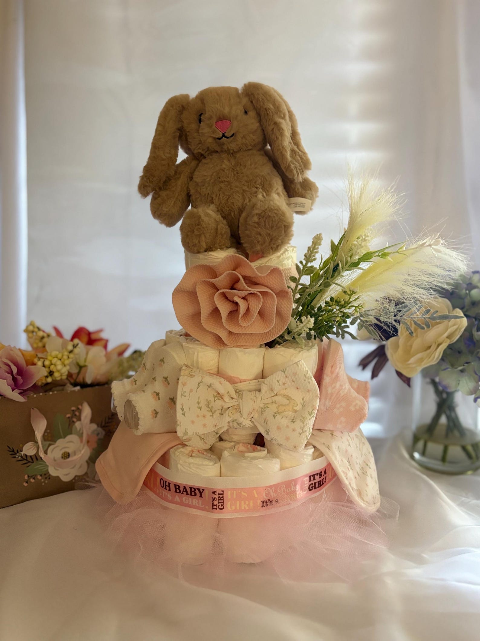 3 Tier Diaper Cake Centerpiece | Custom Baby Shower Gift - Etsy