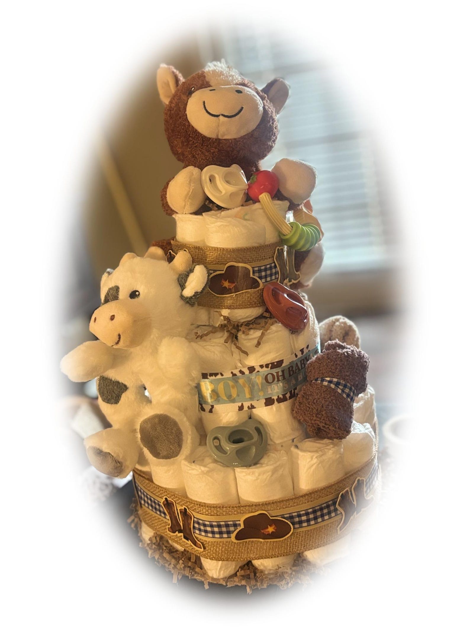 3 Tier Diaper Cake Centerpiece | Custom Baby Shower Gift - Etsy