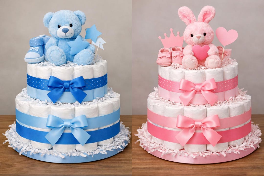 3 Tier Diaper Cake Centerpiece | Custom Baby Shower Gift - Etsy