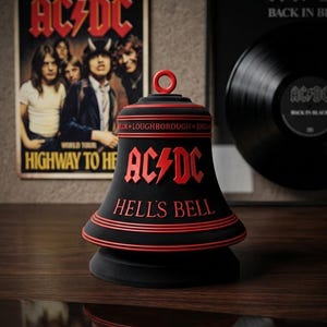 Cloche ACDC avec son support 15cm de hauteur