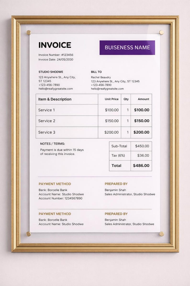 Editable Pdf Invoice Template | Instant Download | Elegant and Ready to ...