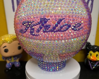 Bedazzled Mini “Khloe” Volleyball - Bling - Rhinestone - Keepsake - Memory - Display