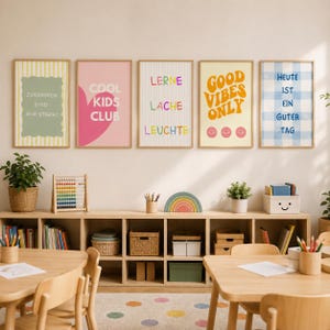 Set med 5 utskrivbara dekorationsposters för klassrum | Klassrum för grundskolan | Affirmationer | Färgglada | PDF-nedladdning A4