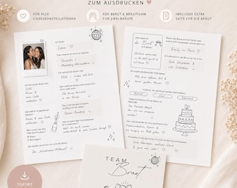 Printable Bachelorette Party Guest Book | Guest Book for Bachelorette Parties | 3 Covers Included: Bride and Bride Version or Bride and Groom
