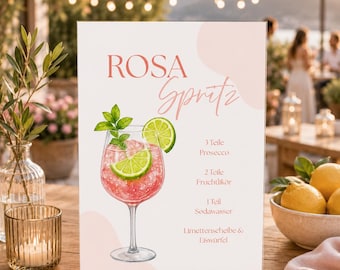 5 Spritz Rezepte zum Anpassen und Ausdrucken inkl. kostenloses Spritz Menü Schild | Texte und Farben individuell anpassbar