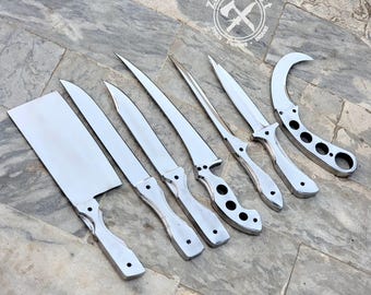 Handmade Dexter Knife Kit, 7 Piece  stainless Steel Set, High Polish Hunting & Skinner Blades, Professional Collector Kit, Mens Gift