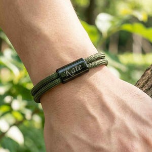 Custom name bracelet, Adjustable cord with gold silver initial, knotted paracord style, unisex personalized jewelry, stackable